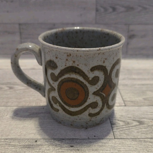 Unbranded Other - Retro Speckled Teacup with brown and orange decoration‎ Mug Cup Coffee